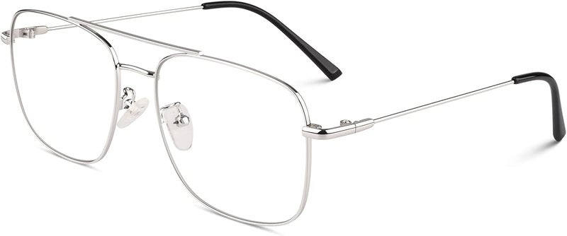 GQUEEN Fake Glasses Women Men Clear Lens Metal Frame UV400 Protection Fashion Retro Pilot Style Eyeglasses - Image 1